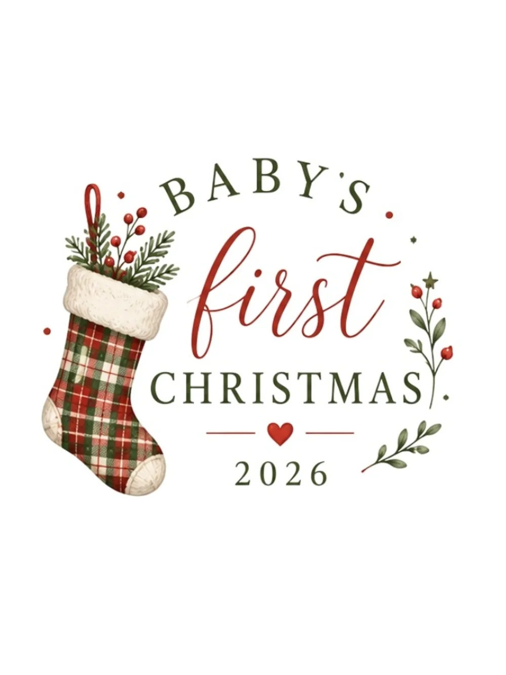 Personalized Baby's First Christmas 2026 Ornament - White